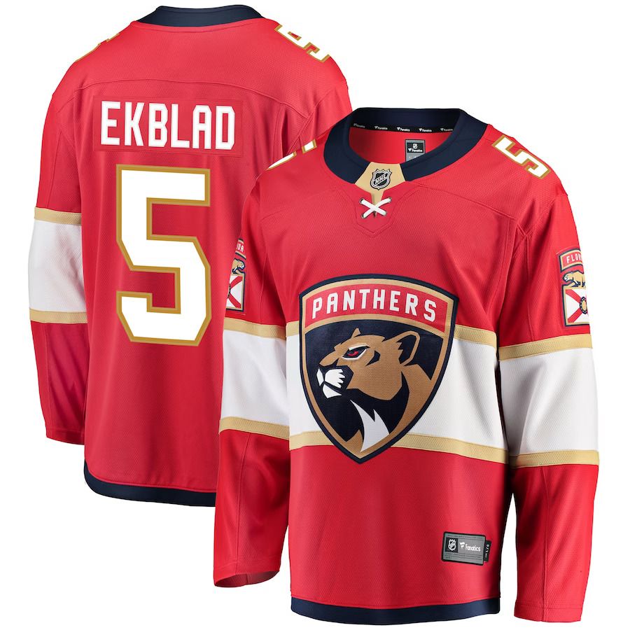 Men Florida Panthers #5 Aaron Ekblad Fanatics Branded Red Breakaway Player NHL Jersey